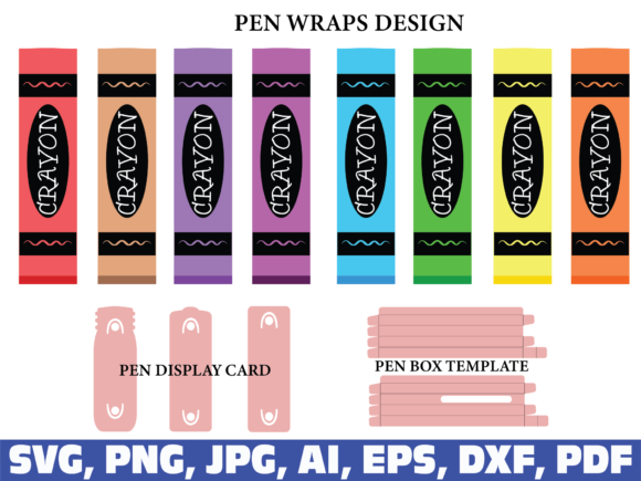 Crayon Glitter Pen Wraps: Teacher Graphics for Crafts