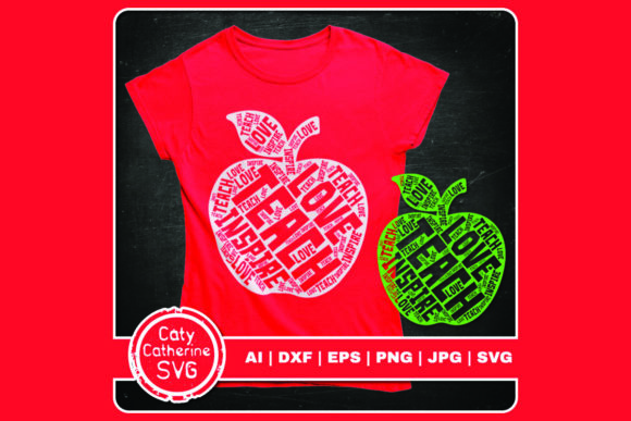 Teach Love Inspire Apple Word Art: Graphics for Crafts
